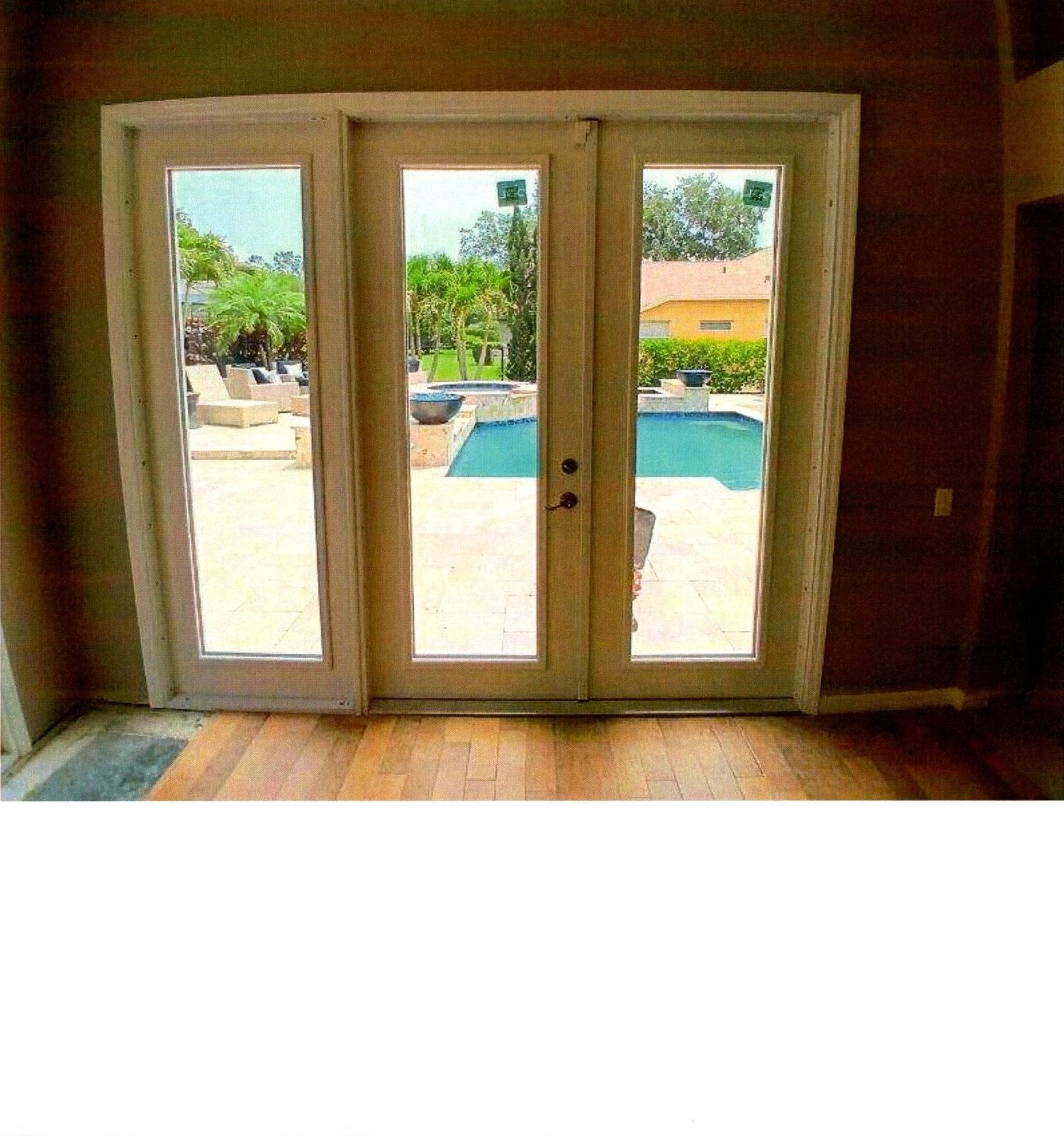 Removed Triple Set of Windows & Installed a French Door with Oversized Sidelite Clear Impact Glass — completed project